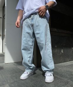 baggy light blue jean pull&bear