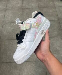Adidas forum white pink and green
