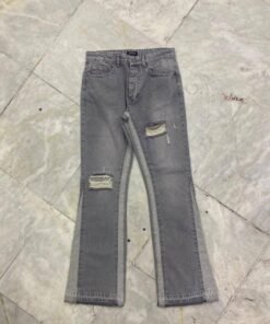 Flared jean girs clair déchiré