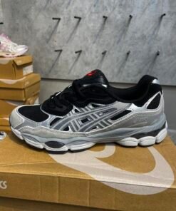 Asics gel NYC black and grey red logo