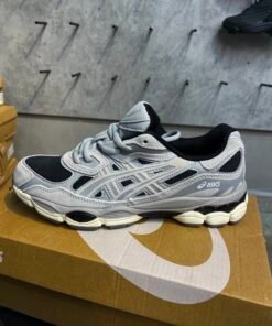 Asics gel NYC black and grey white logo