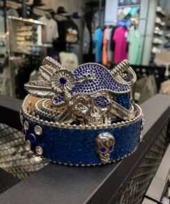 Y2k belt pirate blue