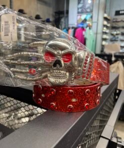 Y2k belt red skeleton