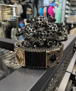 Y2k belt black skeleton