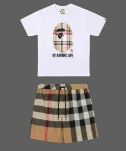 Ensemble burberry x bape blanc