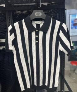 T-shirt old mone white stripes