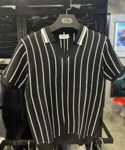 T-shirt old money black stripes